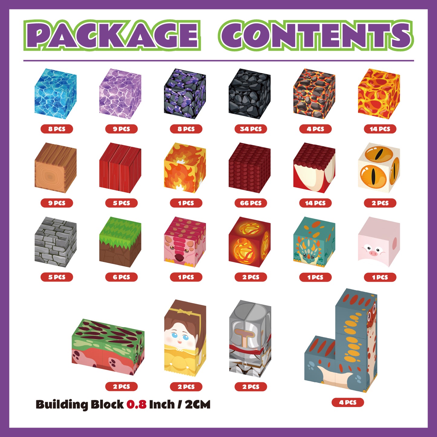 200-Piece Magnetic Blocks Set with Light-Up Accent Cubes, 22 Textured Designs, Fantasy STEM Building Toy, 0.8-Inch Mini Blocks, Ages 3+