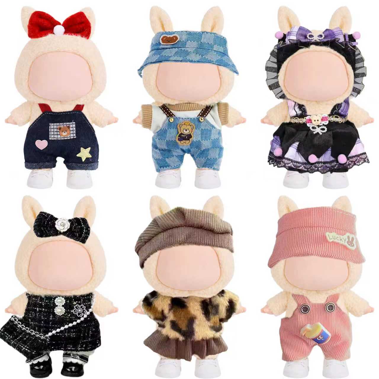 Doll Clothes Accessories Mix & Match Wardrobe Collectible Outfits 6 Pack for 17cm (6.7") Plush Figures