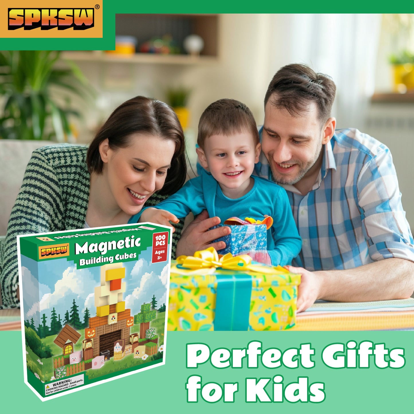 100-Piece Farmhouse Magnetic Blocks Set with Animals, Cottage and Pumpkin Lantern Pieces, 20 Designs, STEM Building Toy, 0.8-Inch Mini Cubes, Ages 3+