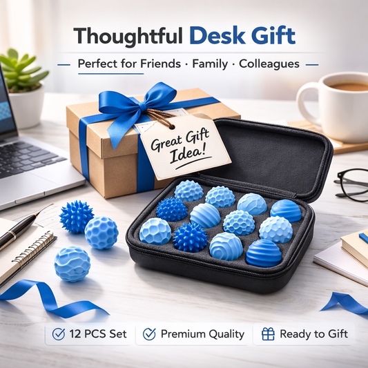 12PCS Magnetic Fidget Balls with Storage Case, Silicone Fidget Toys for Adults & Teens, Quiet Desk Stress Relief, Blue