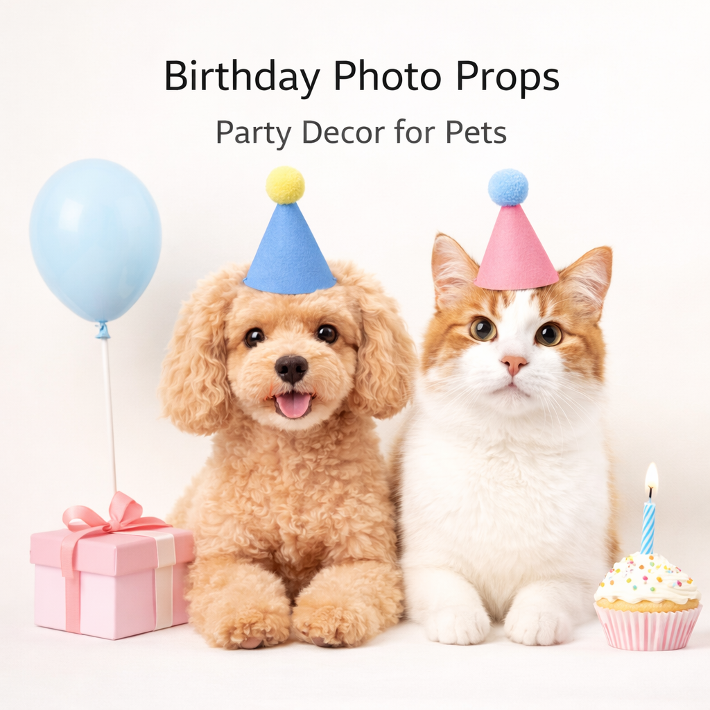 12PCS Mini Party Hats for Pets & Stuffed Animals, 6 Colors x2 Each, Felt Cone Birthday Hats with Adjustable Elastic Strap for Cats Small Dogs Rabbits Dolls