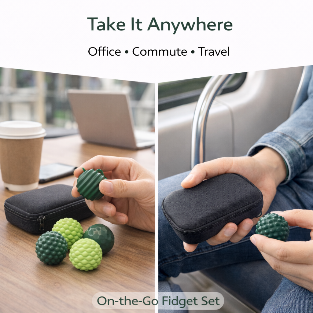 12PCS Magnetic Fidget Balls with Storage Case, Silicone Fidget Toys for Adults & Teens, Quiet Desk Stress Relief, Green