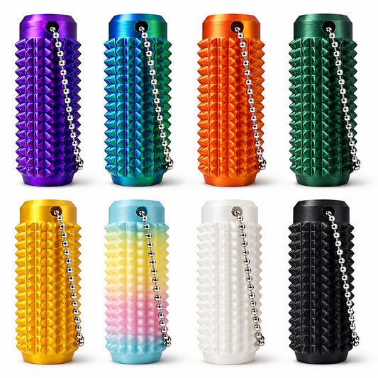 Little Ouchies Spiky Sensory Fidget Keychain Set, 8-Pack 3D Printed Textured Grippie, Quiet Pocket Fidgets for Focus & Restless Hands, Assorted Colors