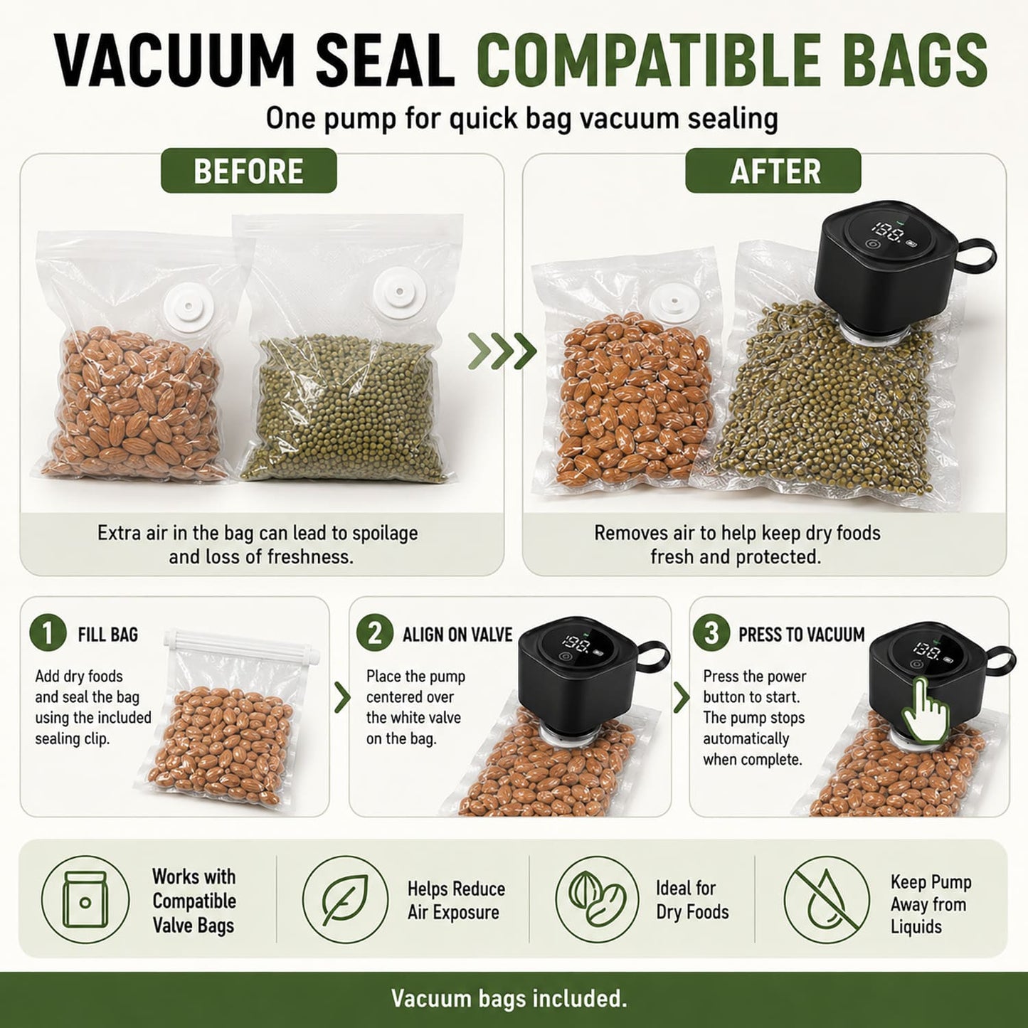 Electric Mason Jar Vacuum Sealer Kit, One-Button Vacuum Sealing for Wide & Regular Mouth Mason Jars, USB Rechargeable, Includes 5 Wide-Mouth Lids, 5 Regular-Mouth Lids & Type-C Cable, Black