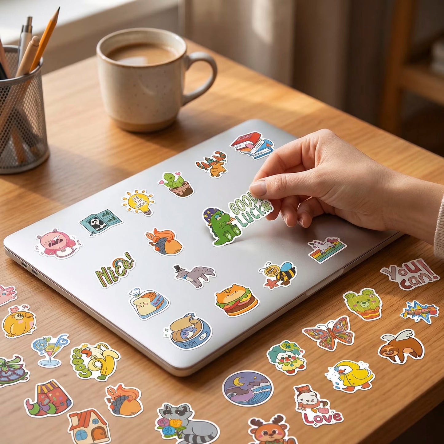 Kywib 300pcs Cute Cartoon Stickers for Kids & Teens, Waterproof Vinyl Stickers for Journals, Scrapbooks, Gift Wrapping, Laptops, Water Bottles