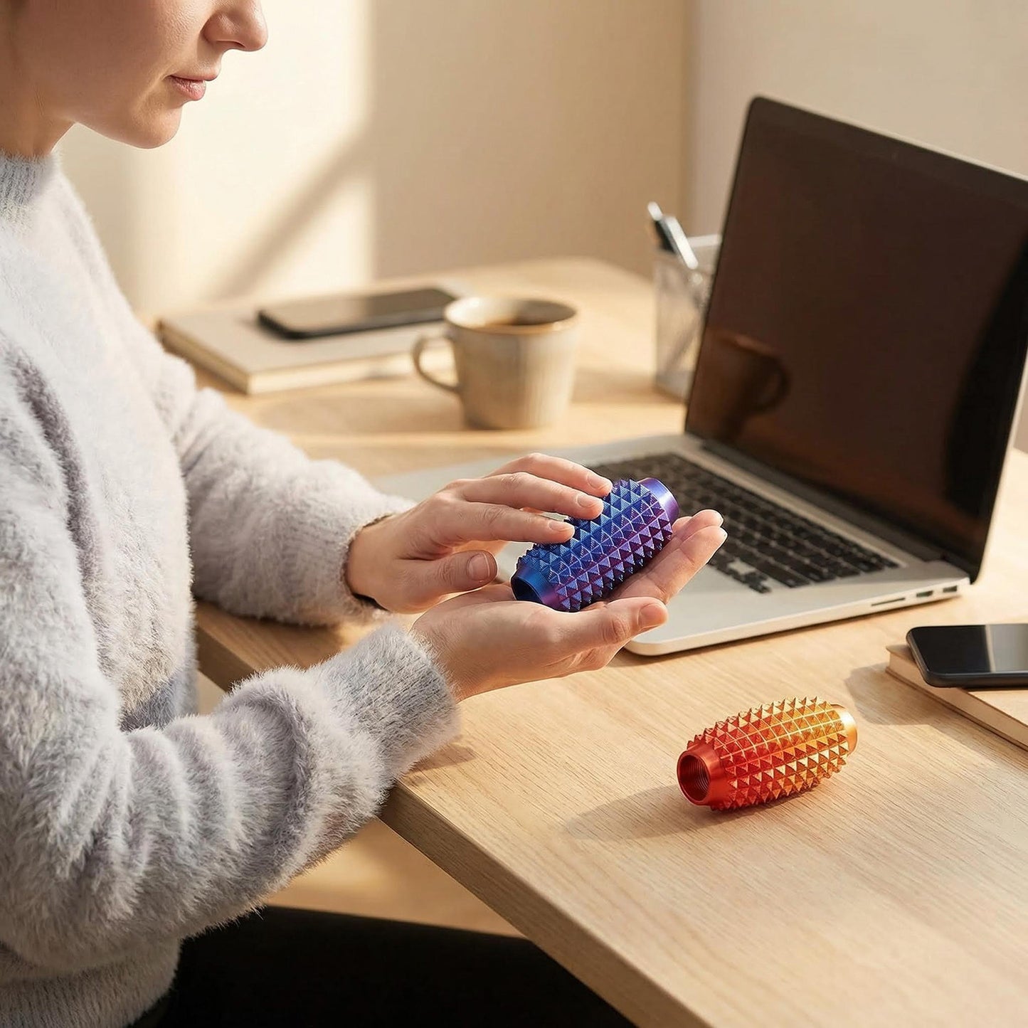 6 Pack Spiky Sensory Fidget Keychains, Textured Pocket Fidget Accessories for Adults Teens, Quiet Stress Relief for Focus and Restless Hands