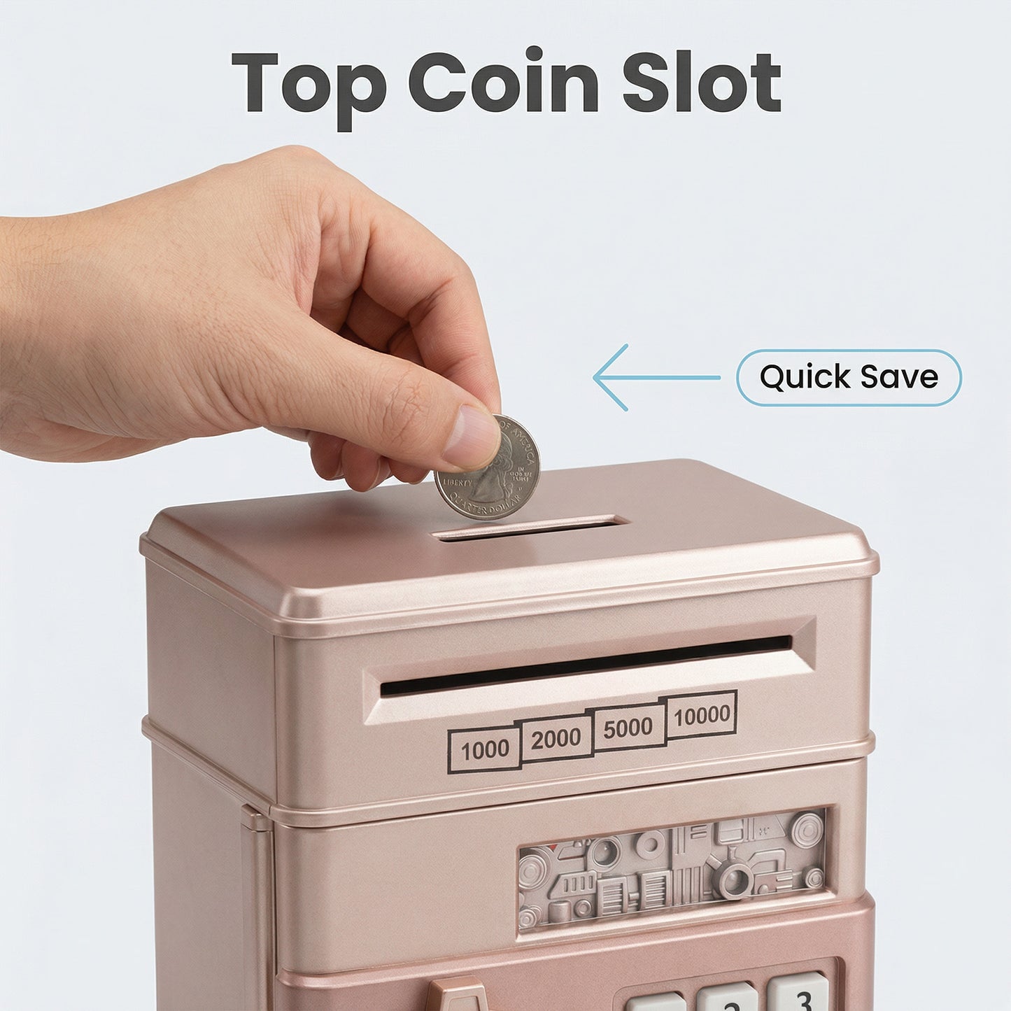 Kids Electronic Piggy Bank with Password Lock, Cash & Coins, Rose Gold
