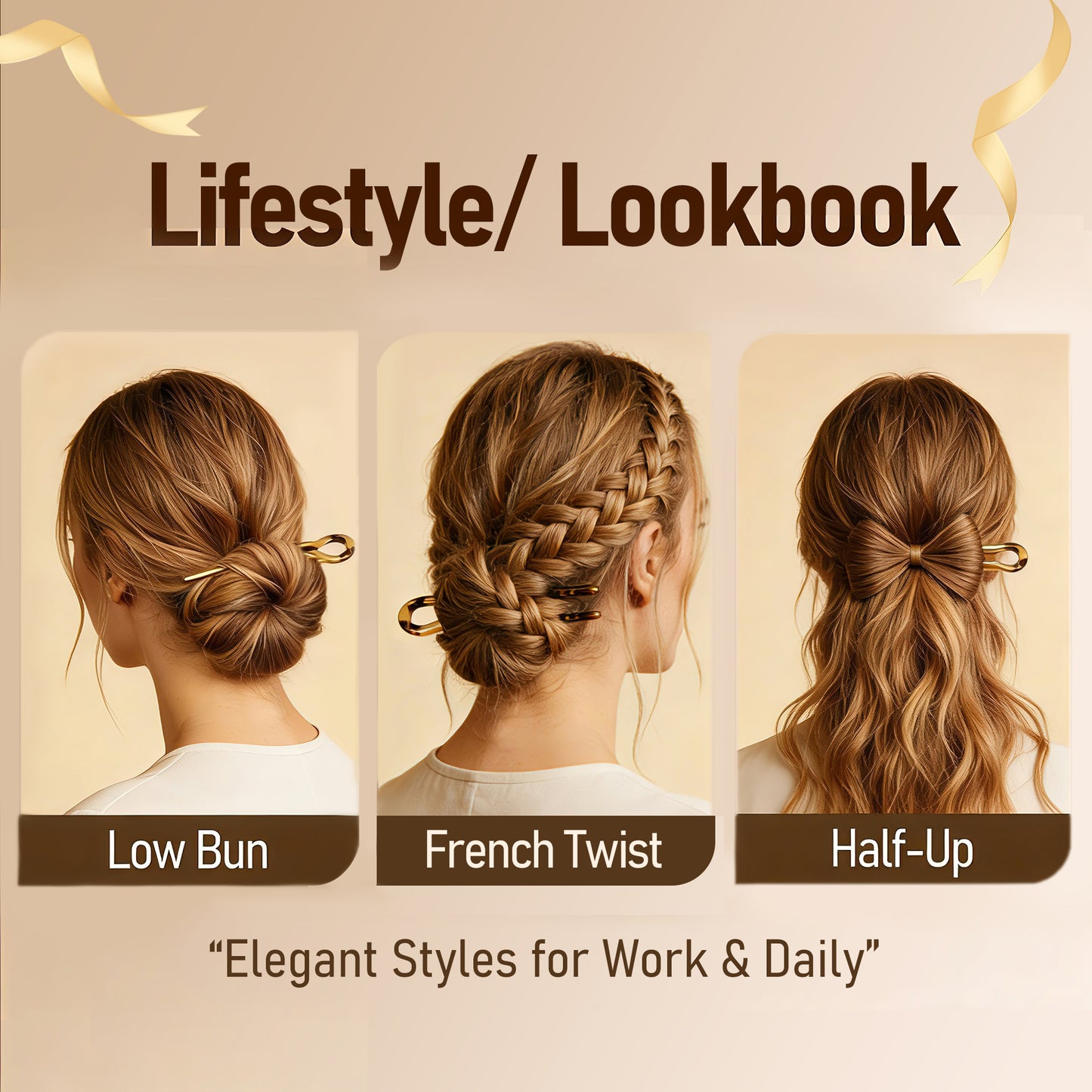 5 Pack U-Shaped Hair Fork Pins for Women, Tortoise Shell Acrylic Hair Pins for Bun & French Twist, Lightweight Smooth Edges Hair Styling Accessories, 4.5 in