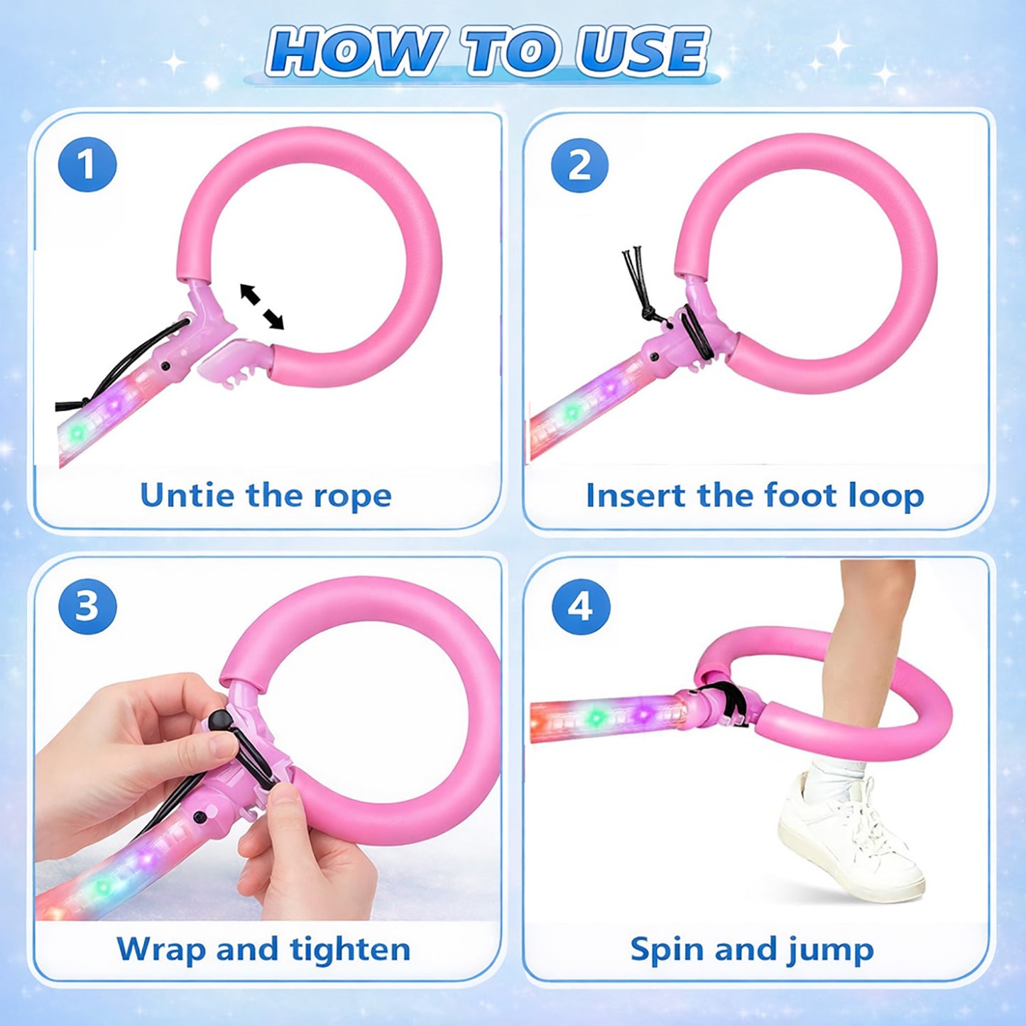Kywib Smart Skip Ball with Bluetooth Music & LED Counter, Foldable Ankle Skip Toy for Kids, Birthday Gifts for Girls & Boys Age 5-12, Outdoor Active Game,Pink