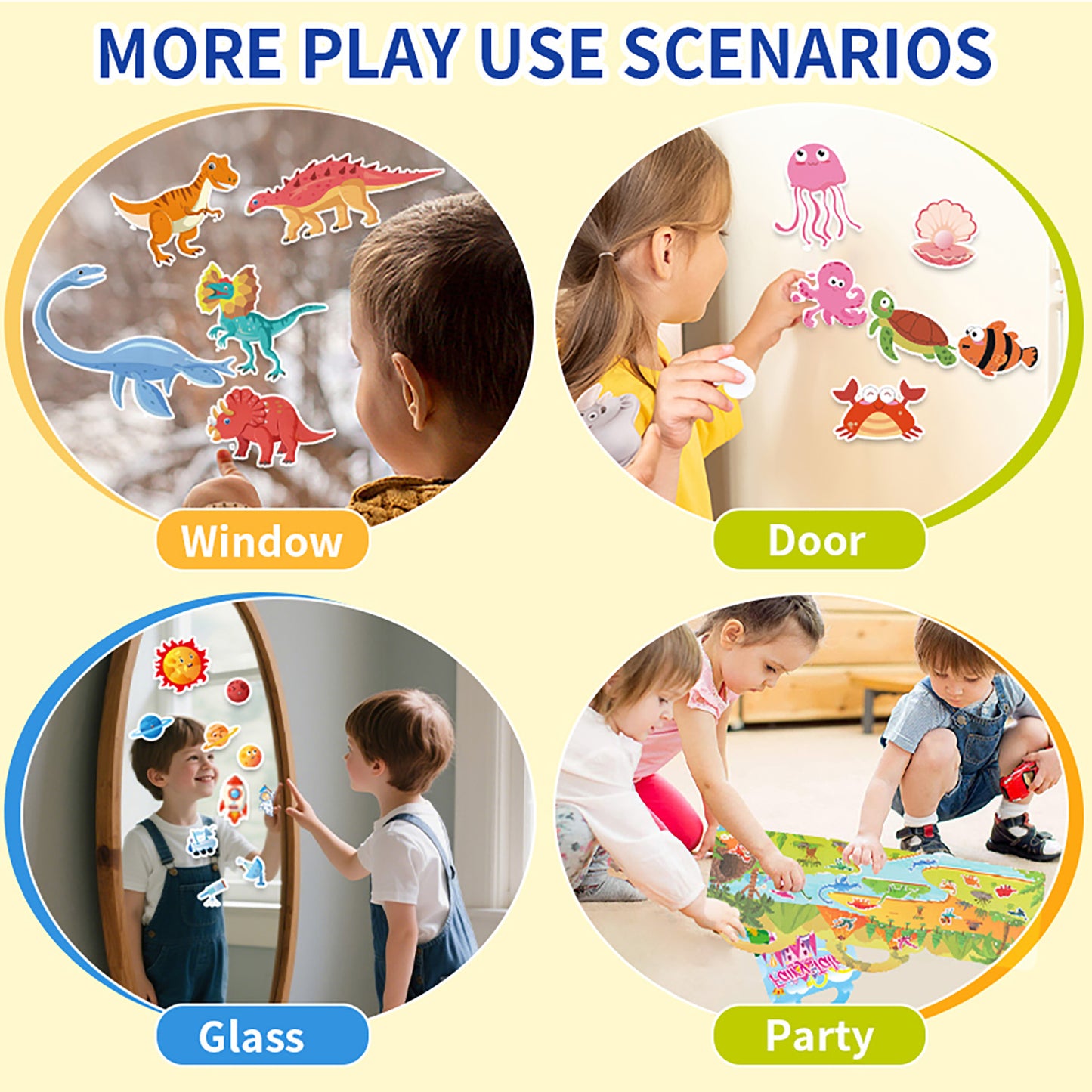 Kywib Reusable Sticker Books for Kids Ages 3+, 6 Pack Jelly Sticker Activity Books, Princess & Pretend Play Themes