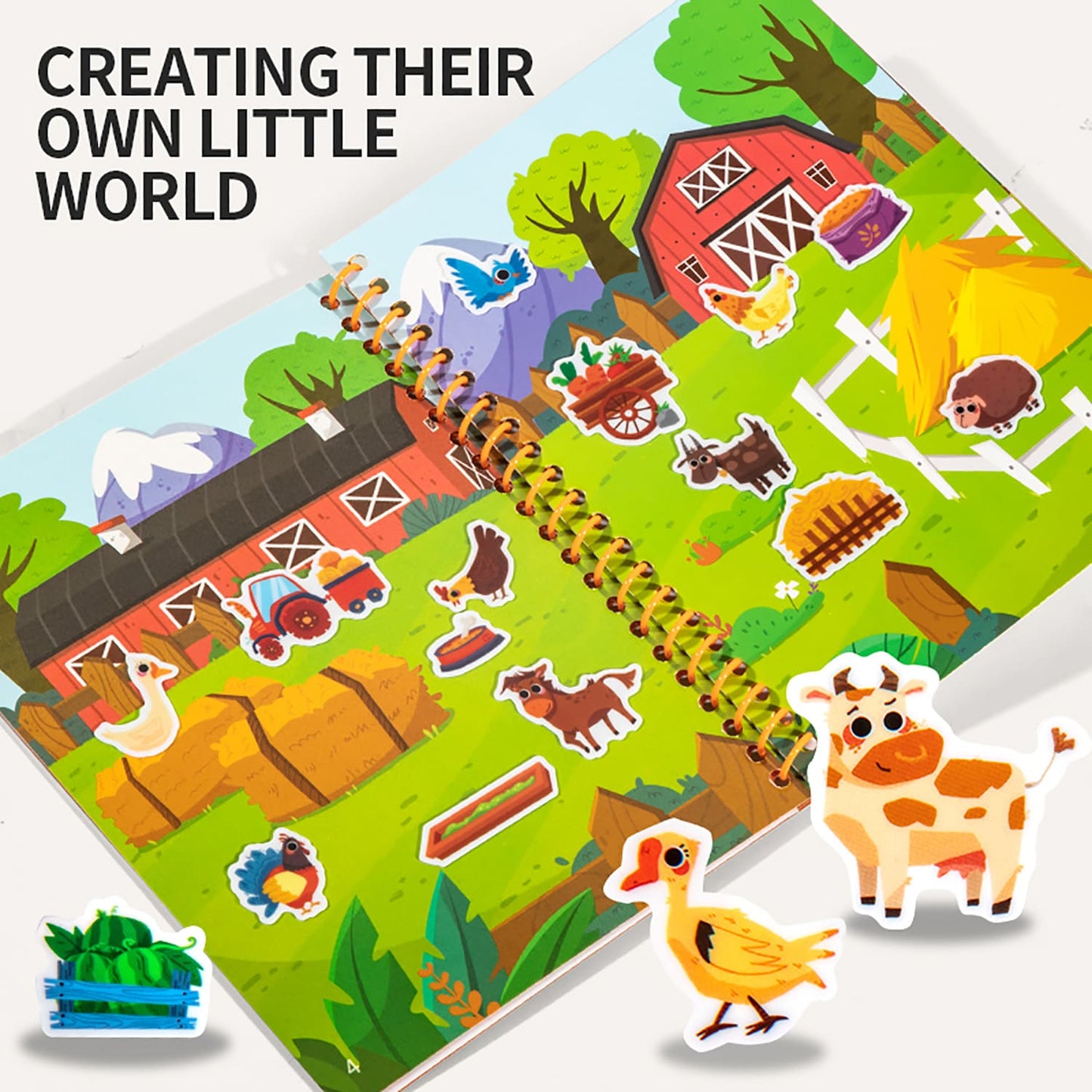 Reusable Sticker Activity Book Set for Kids Ages 3+ | 4 Educational Themes | Travel-Friendly Hands-On Activity Book