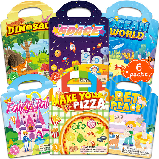 Reusable Sticker Activity Book Set | 6 Educational Themes | Travel-Friendly Hands-On Activity Book