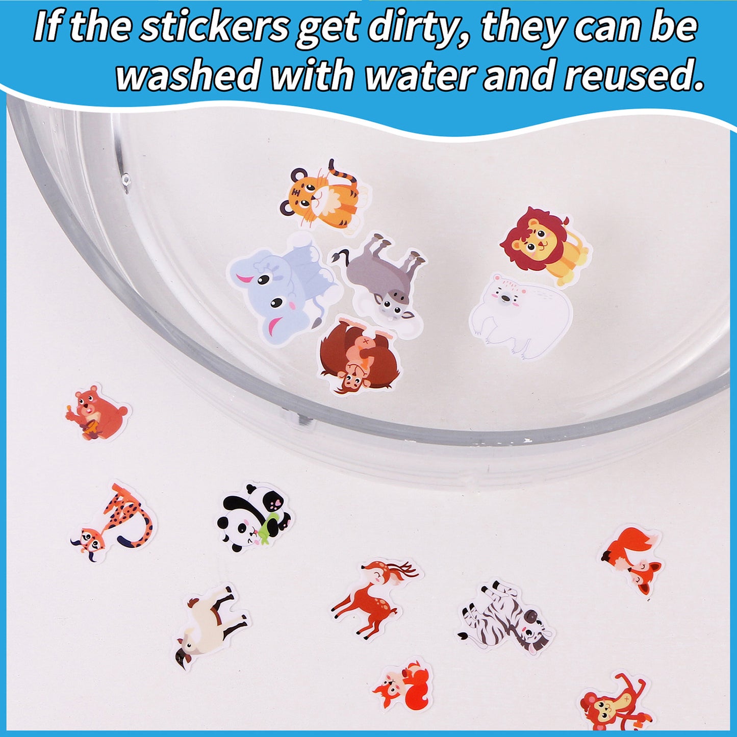 Kywib Reusable Sticker Books for Kids Ages 3+, 6 Pack Jelly Sticker Activity Books, Dinosaur, Space, Ocean and Vehicles Themes