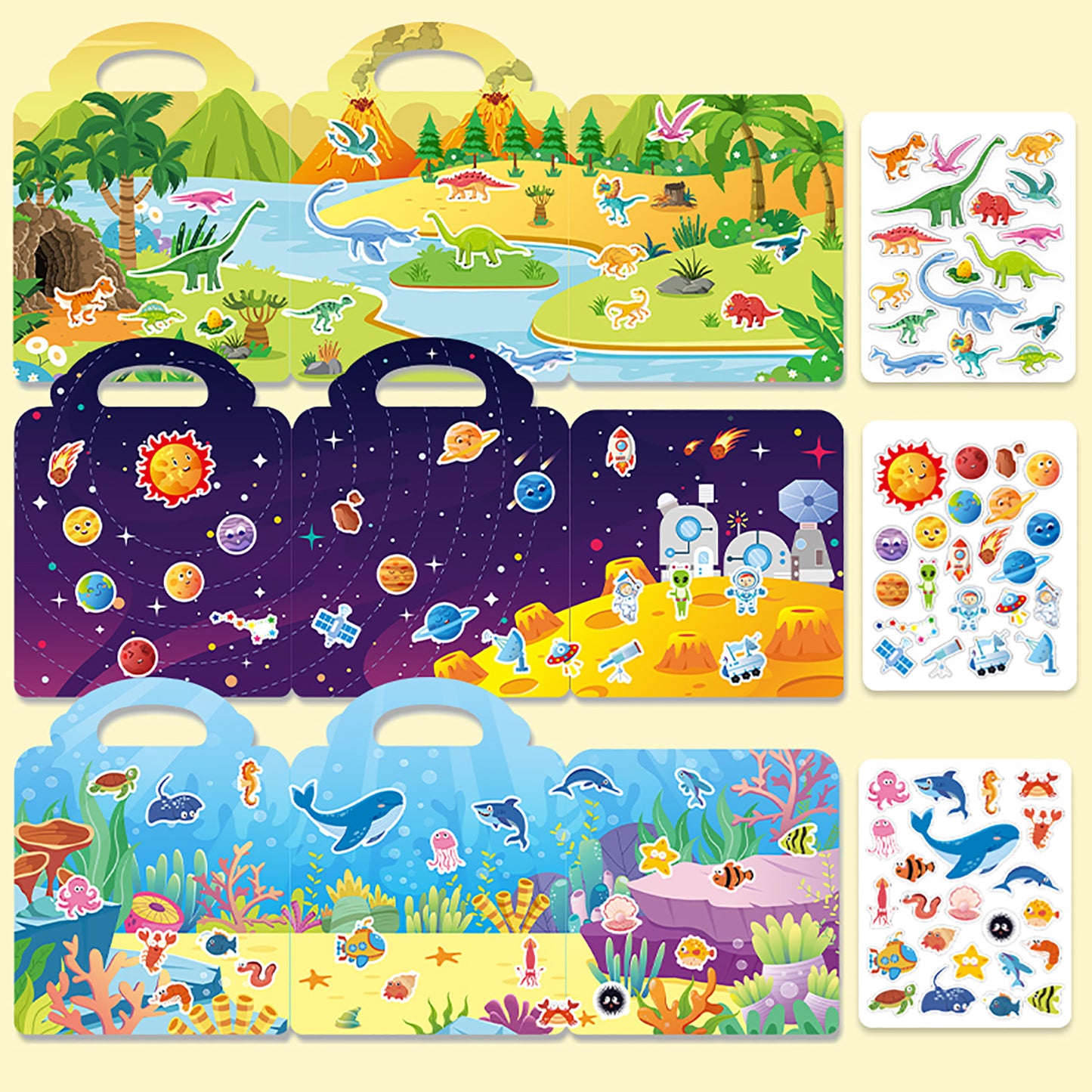 Reusable Sticker Activity Book Set | 6 Educational Themes | Travel-Friendly Hands-On Activity Book