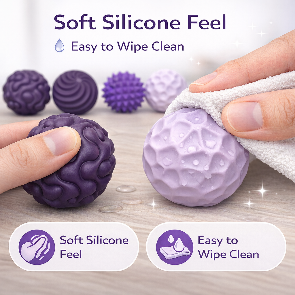 Magnetic Fidget Balls 12PCS (2 Sets), Quiet Silicone Sensory Desk Fidgets,, Includes Carry Case, Purple