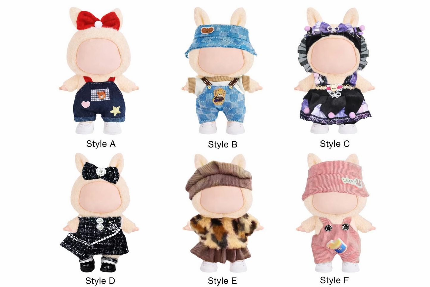Doll Clothes Accessories Mix & Match Wardrobe Collectible Outfits 6 Pack for 17cm (6.7") Plush Figures