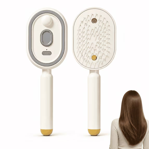 Electric Mist Spray Hair Brush, Self-Cleaning Air Cushion Massage Comb, Rechargeable Detangling Brush for Frizz Control, Wet & Dry Hair