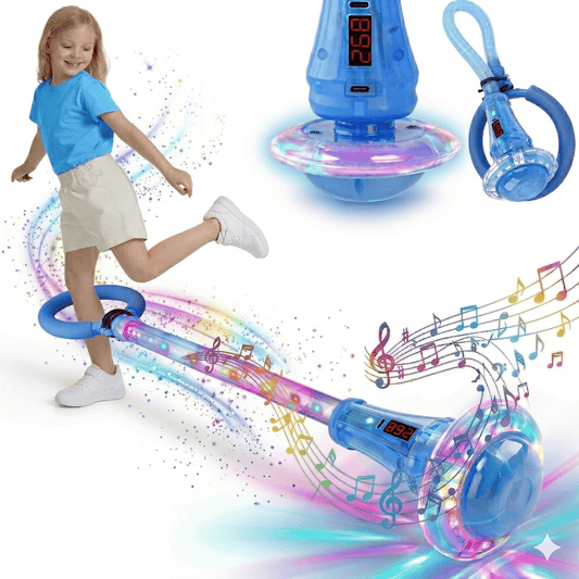 Kywib Smart Skip Ball with Bluetooth Music & LED Counter, Foldable Ankle Skip Toy for Kids, Birthday Gifts for Girls & Boys Age 5-12, Outdoor Active Game，Blue