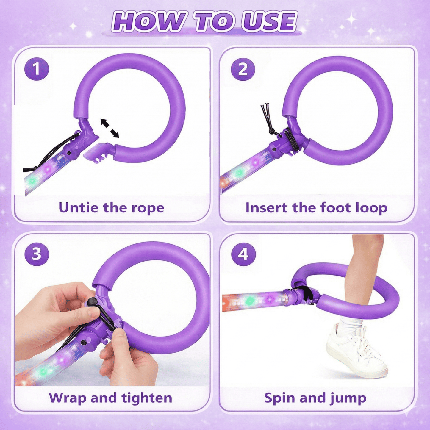 Kywib Smart Skip Ball with Bluetooth Music & LED Counter, Foldable Ankle Skip Toy for Kids, Birthday Gifts for Girls & Boys Age 5-12, Outdoor Active Game,Purple