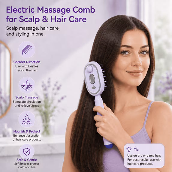 Electric Mist Spray Hair Brush, Self-Cleaning Air Cushion Massage Comb, Rechargeable Detangling Brush for Frizz Control, Wet & Dry Hair