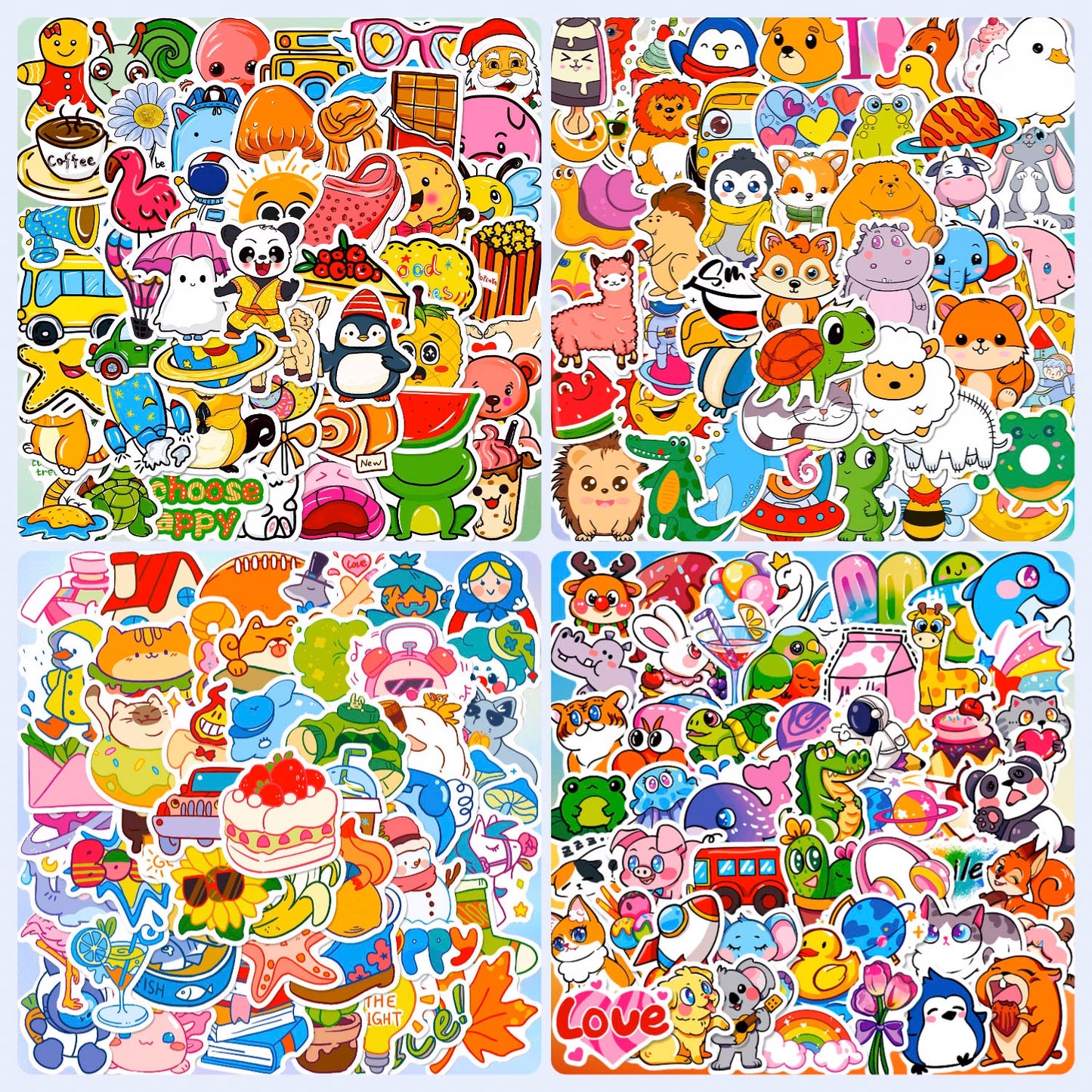 Kywib 300pcs Cute Cartoon Stickers for Kids & Teens, Waterproof Vinyl Stickers for Journals, Scrapbooks, Gift Wrapping, Laptops, Water Bottles