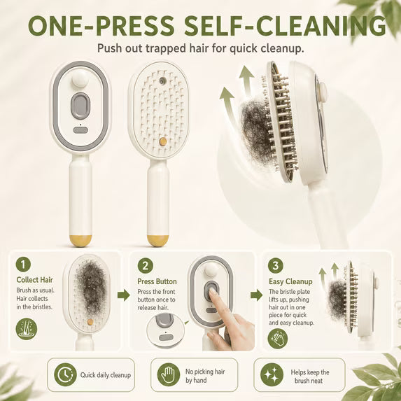 Electric Mist Spray Hair Brush, Self-Cleaning Air Cushion Massage Comb, Rechargeable Detangling Brush for Frizz Control, Wet & Dry Hair