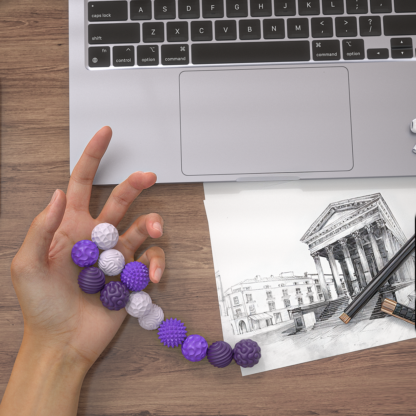 Magnetic Fidget Balls 12PCS (2 Sets), Quiet Silicone Sensory Desk Fidgets,, Includes Carry Case, Purple
