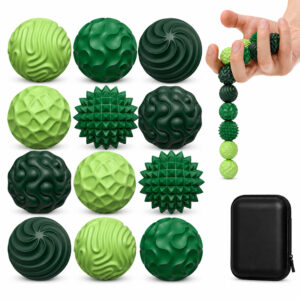 12pcs magnetic fidget balls with storage case, silicone fidget toys for adults & teens, quiet desk stress relief, green