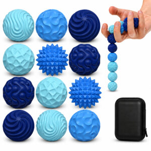 12pcs magnetic fidget balls with storage case, silicone fidget toys for adults & teens, quiet desk stress relief, blue
