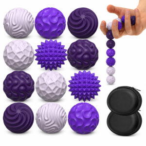 magnetic fidget balls 12pcs (2 sets), quiet silicone sensory desk fidgets,, includes carry case, purple